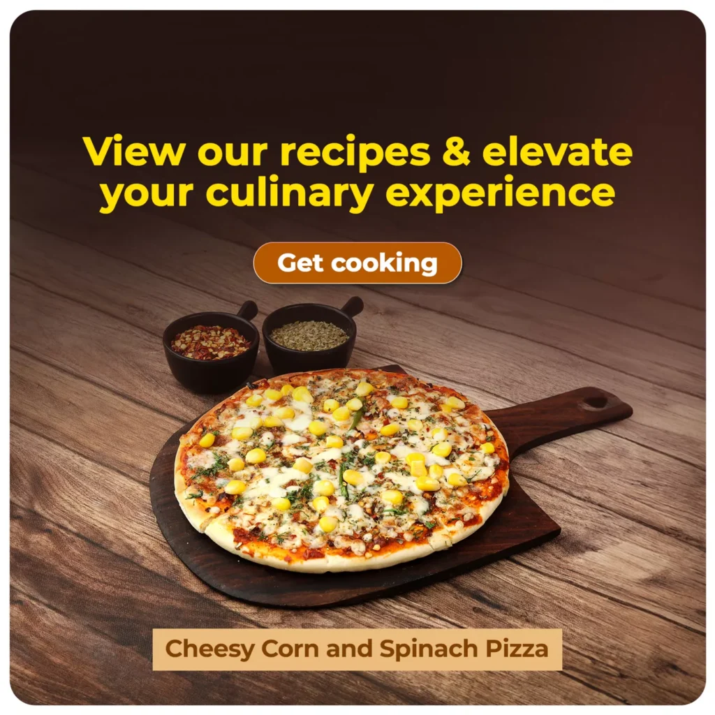 cheesy corn and spinach pizza